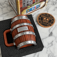 One Piece Mug Collector Edition Plateado - con tapa y posavasos